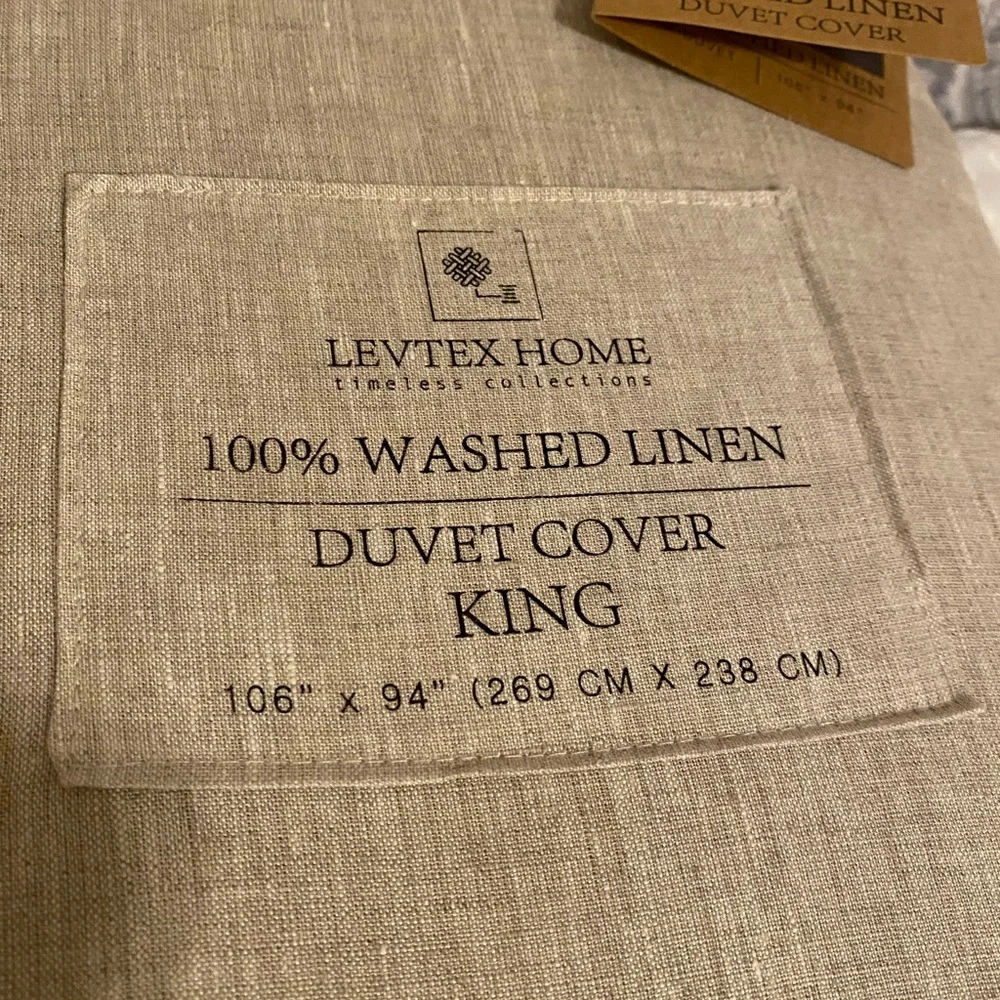 Levtex Home Timeless Collection 100% Washed Linen Natural King Duvet Cover Only